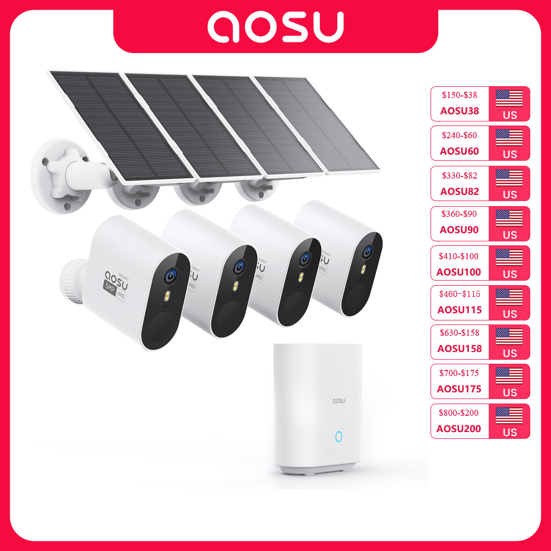 Garden Camera - AOSU 5MP Solar Camera Systeem Buiten