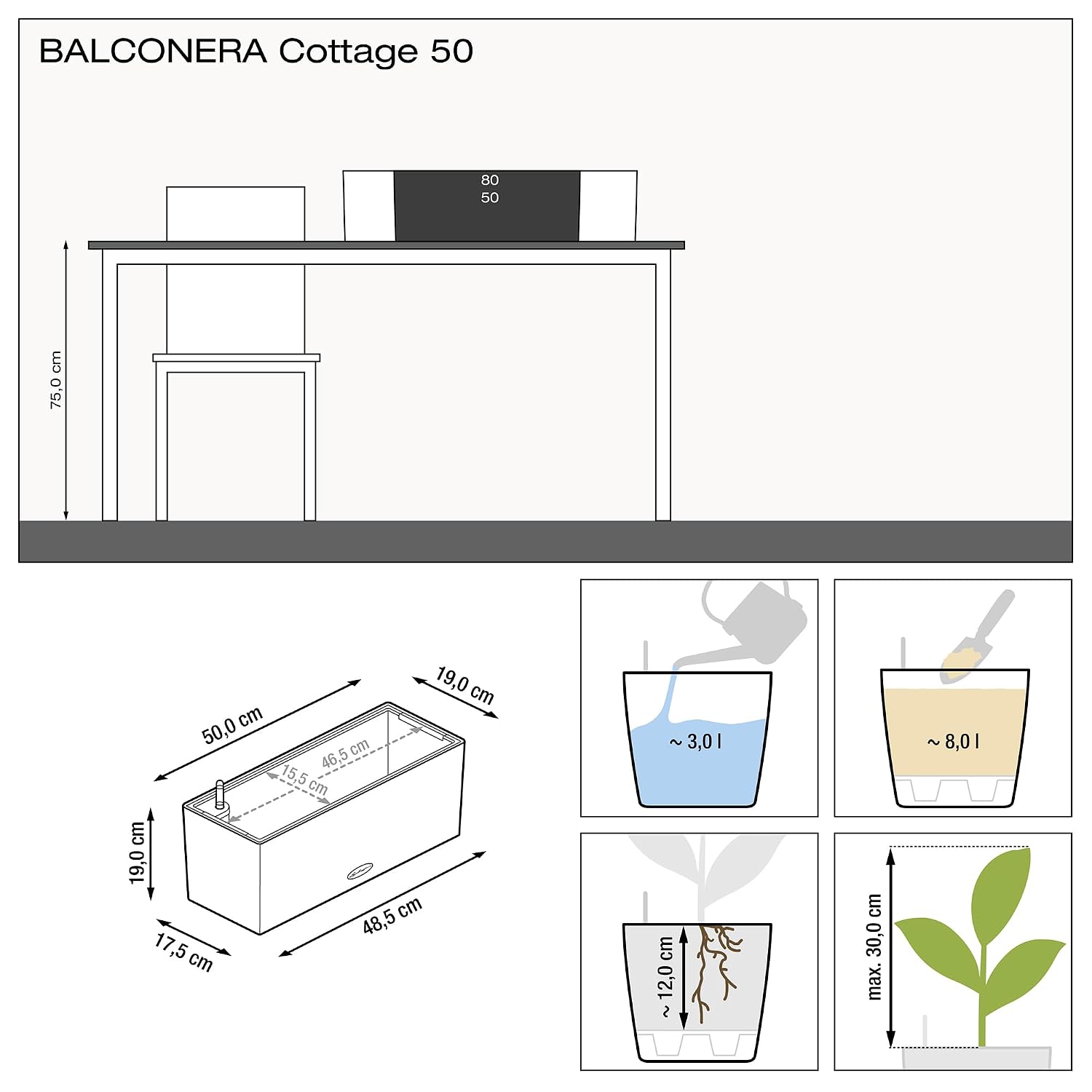 BALCONERA Cottage 50 Mocha, ze - Self Watering Planter recensie en prijs